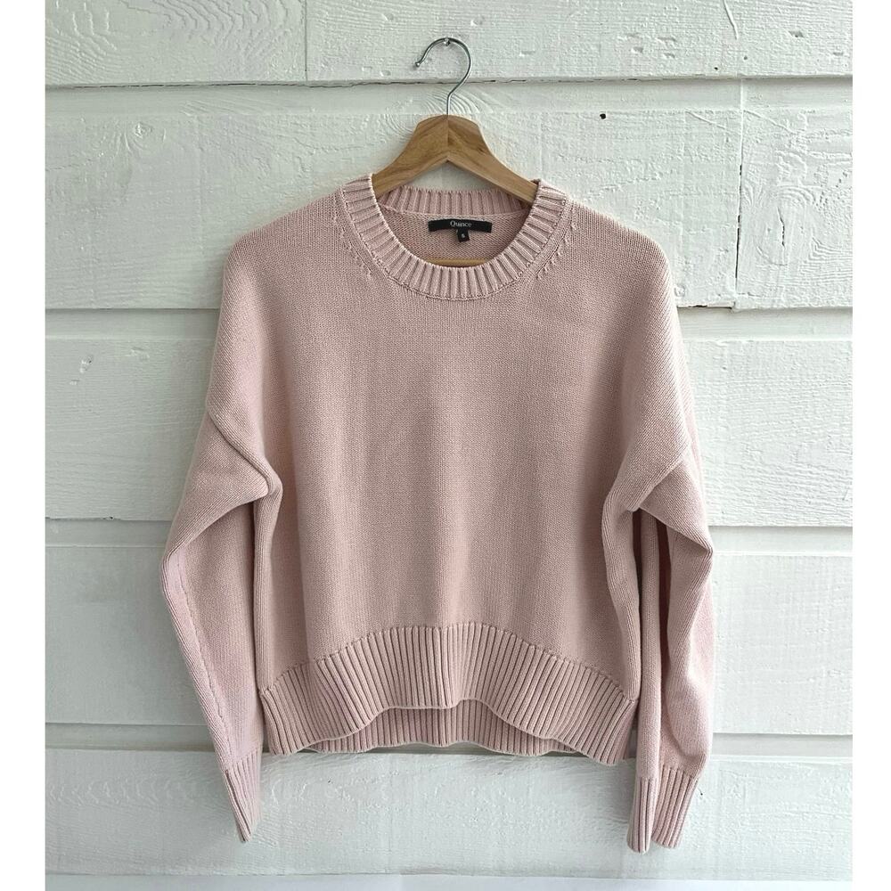 Quince Organic Cotton Blush Pale Light Pink Boyfriend Crew Neck Sweater Sz Small